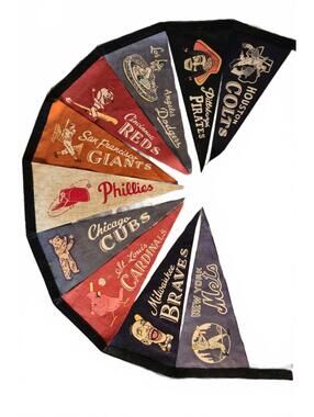 Ten Rare Felt Pennants From 1962-4 National League Era of MLB
